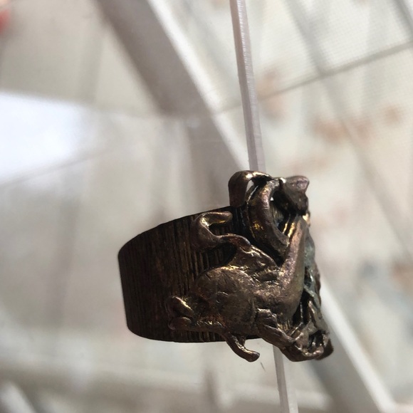 Vintage 1960’s Zodiac Horoscope Pisces Sign Fish unisex Metal Ring - Picture 7 of 16